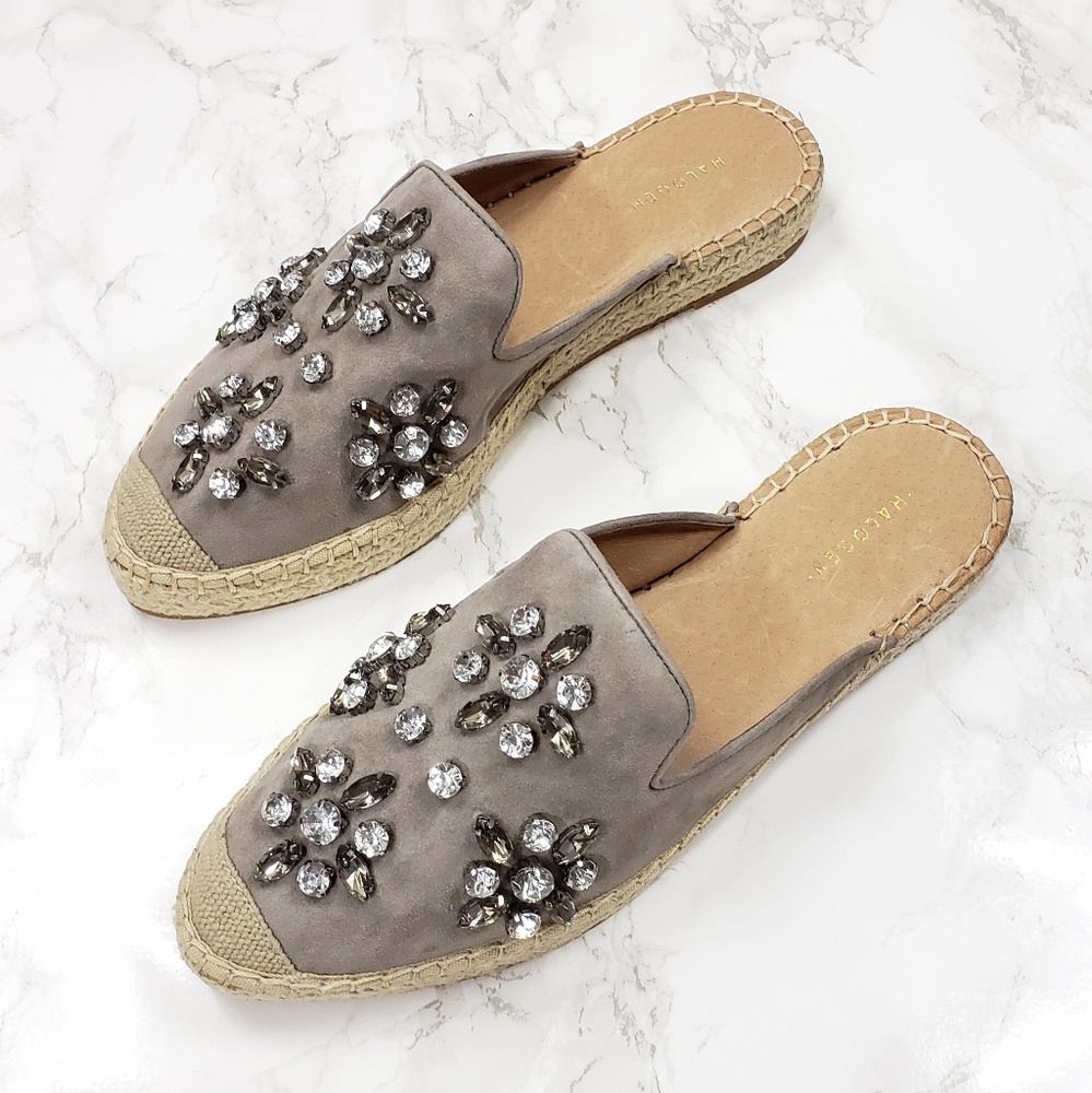 Halogen Espadrille Suede Crystal Embellished Mule